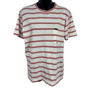 RVCA Mens Extra Small XS Arrow Stripe Pocket Tee Red White Crew NWT New